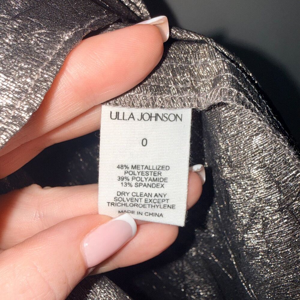 Ulla Johnson Demetria Taffeta Midi Dress - Metallic 0 - Picture 7 of 7